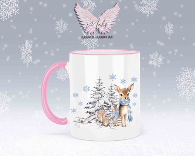 Tasse mit Winter motiv blau – mit oder ohne Wunschname