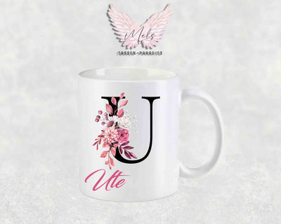 Alphabet mit Name - Personalisierte Keramik-Tasse Weiß-Matt