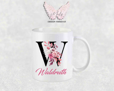 Alphabet mit Name - Personalisierte Keramik-Tasse Weiß-Matt