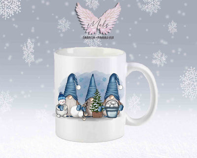 Tasse mit süßen Wichtel in Blau mit oder ohne Wunschname