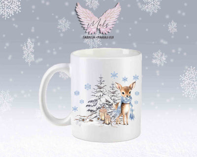 Tasse mit Winter motiv blau – mit oder ohne Wunschname