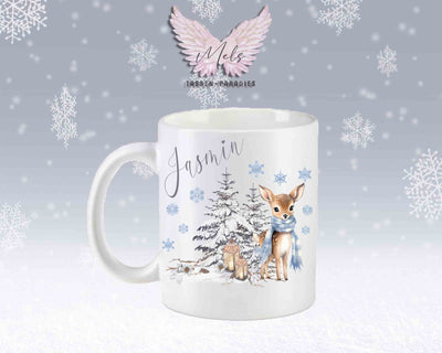 Tasse mit Winter motiv blau – mit oder ohne Wunschname