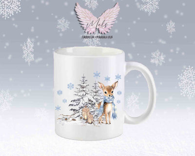 Tasse mit Winter motiv blau – mit oder ohne Wunschname