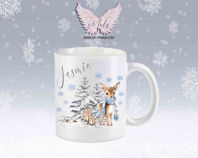 Tasse mit Winter motiv blau – mit oder ohne Wunschname