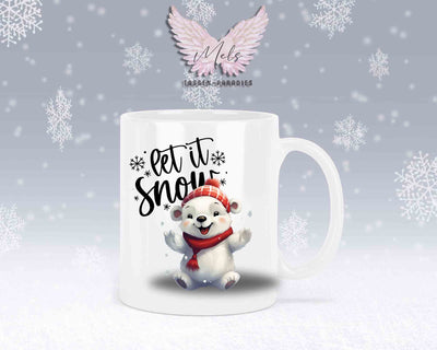 Schneemann-Tasse Let's Snow – mit oder ohne Wunschname