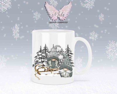 Tasse mit Wichtel und Schlitten – mit oder ohne Wunschname