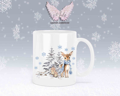 Tasse mit Winter motiv blau – mit oder ohne Wunschname