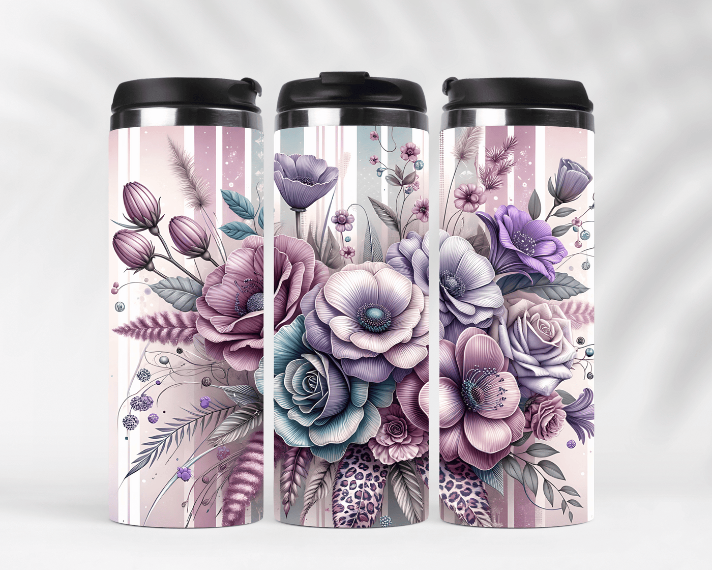 Edelstahlbecher „Blumenstrauß Leopard"