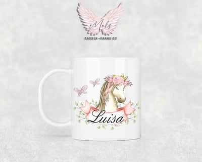 Personalisierte Kinder Tasse Pferde 3 - mit und ohne Name
