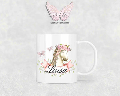 Personalisierte Kinder Tasse Pferde 3 - mit und ohne Name