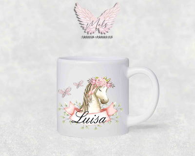 Personalisierte Kinder Tasse Pferde 3 - mit und ohne Name