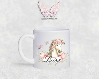 Personalisierte Kinder Tasse Pferde 3 - mit und ohne Name