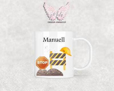 Personalisierte Kinder Tasse Baustelle 5 - mit und ohne Name