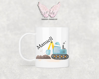 Personalisierte Kinder Tasse Baustelle 6 - mit und ohne Name