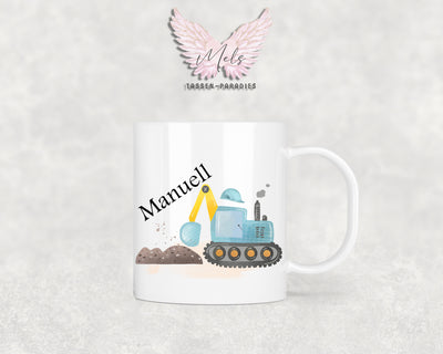 Personalisierte Kinder Tasse Baustelle 6 - mit und ohne Name