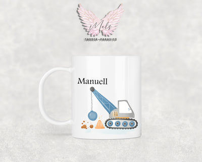 Personalisierte Kinder Tasse Baustelle 8 - mit und ohne Name