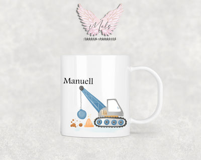 Personalisierte Kinder Tasse Baustelle 8 - mit und ohne Name