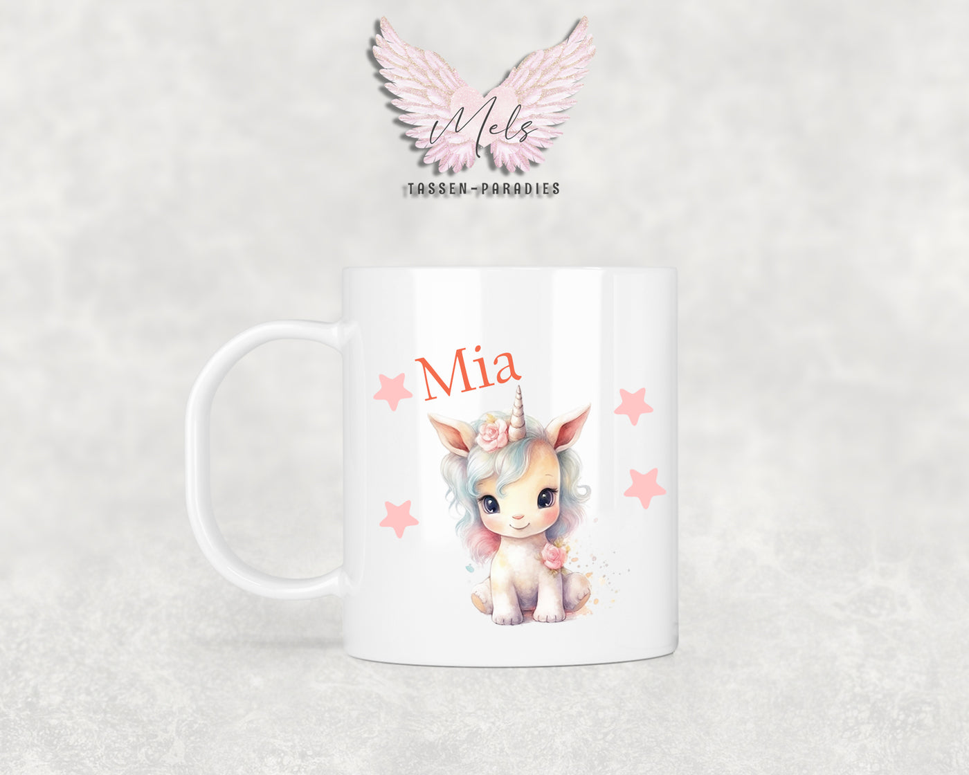 Personalisierte Kinder Tasse Einhorn 2 - mit und ohne Name