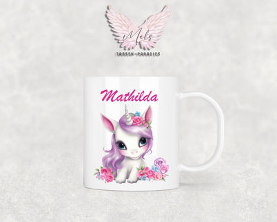 Personalisierte Kinder Tasse Einhorn 7 - mit und ohne Name