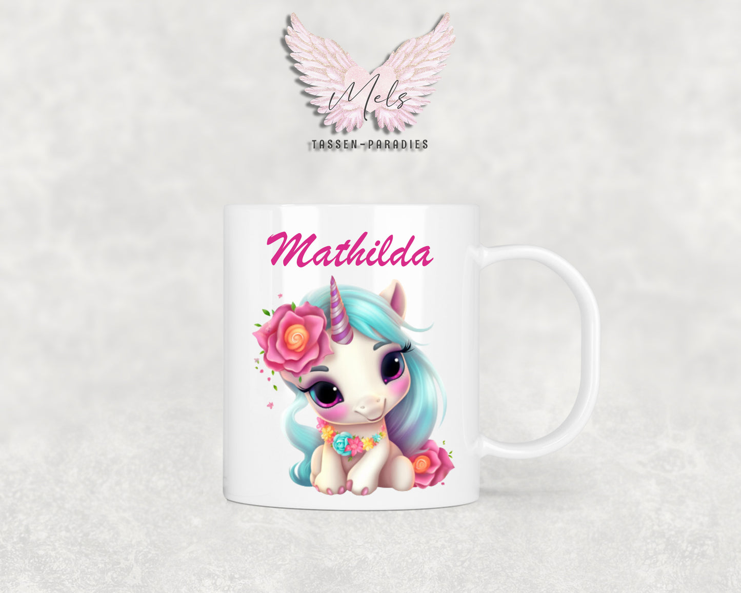 Personalisierte Kinder Tasse Einhorn 8 - mit und ohne Name