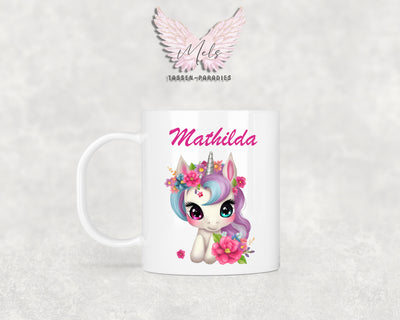Personalisierte Kinder Tasse Einhorn 9 - mit und ohne Name