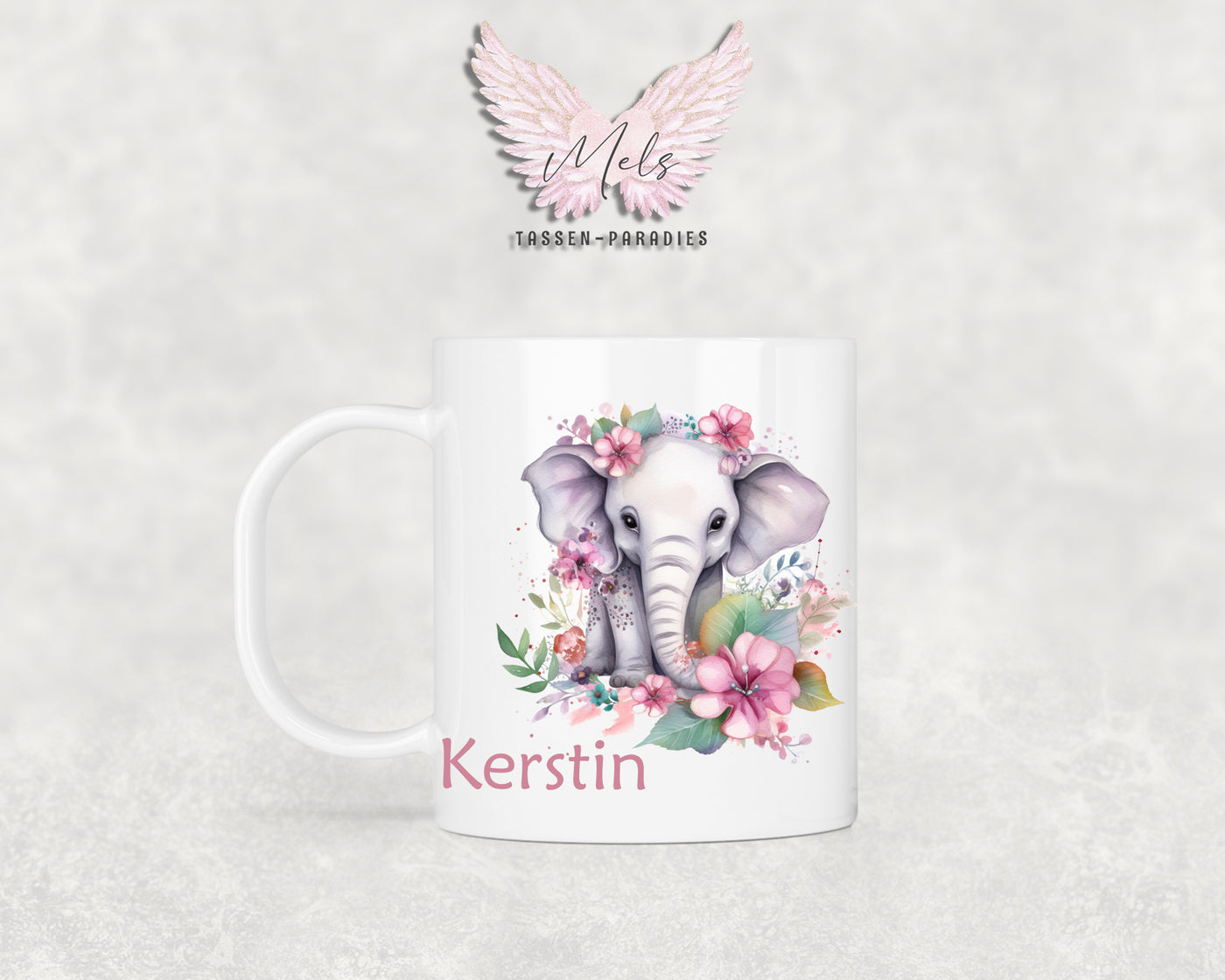 Personalisierte Kinder Tasse Elefant 2 - mit und ohne Name