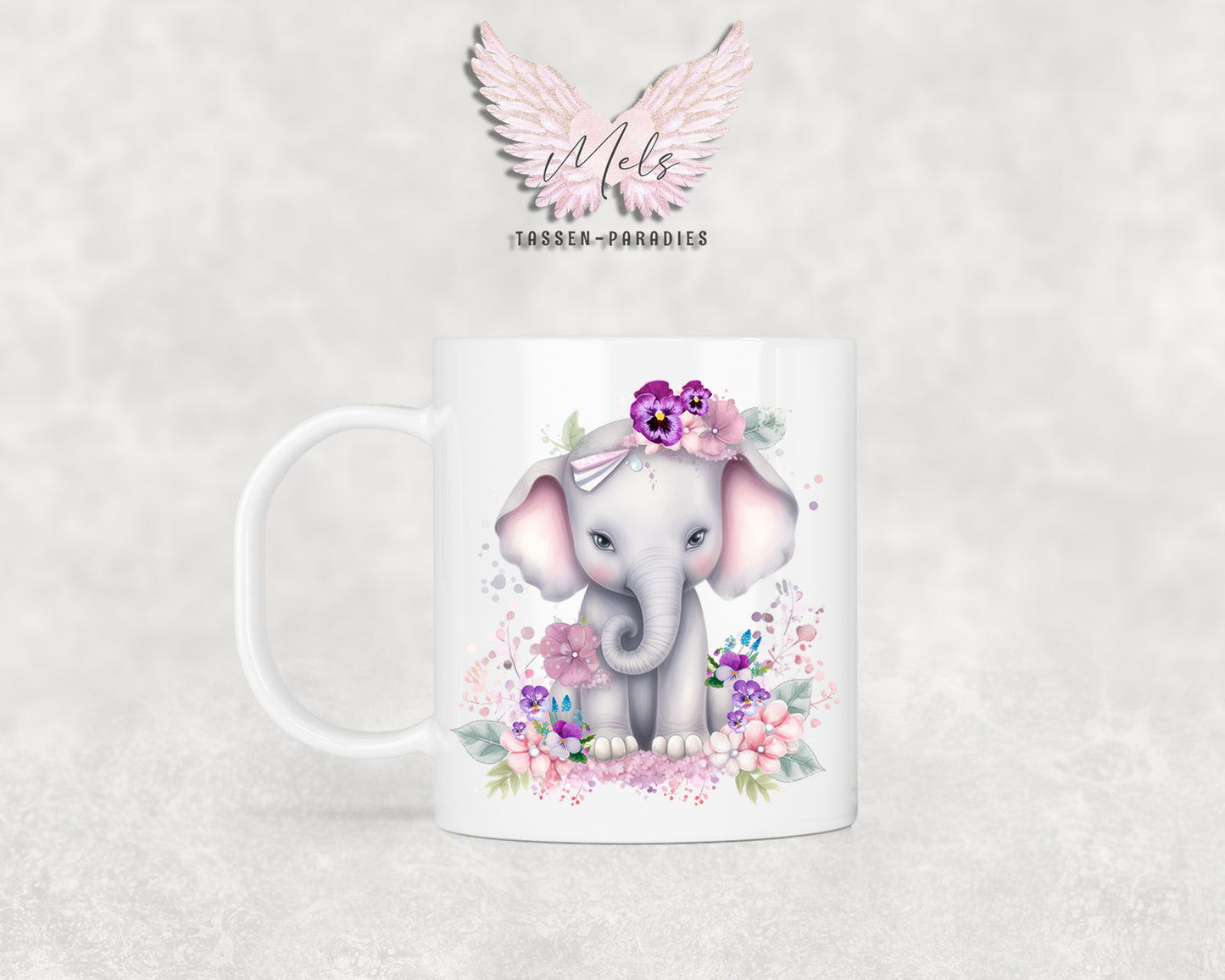 Personalisierte Kinder Tasse Elefant 3 - mit und ohne Name