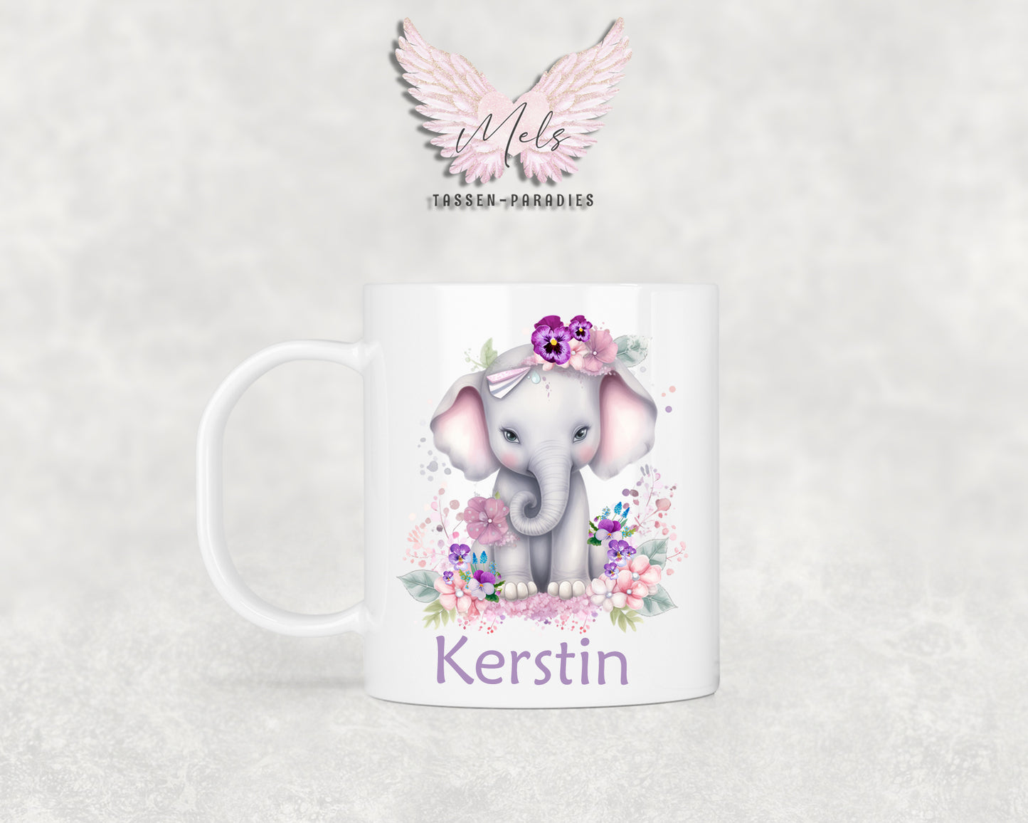 Personalisierte Kinder Tasse Elefant 3 - mit und ohne Name