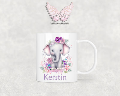 Personalisierte Kinder Tasse Elefant 3 - mit und ohne Name