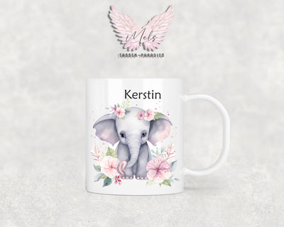 Personalisierte Kinder Tasse Elefant 5 - mit und ohne Name