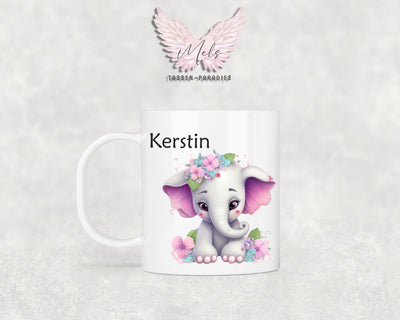 Personalisierte Kinder Tasse Elefant 6 - mit und ohne Name