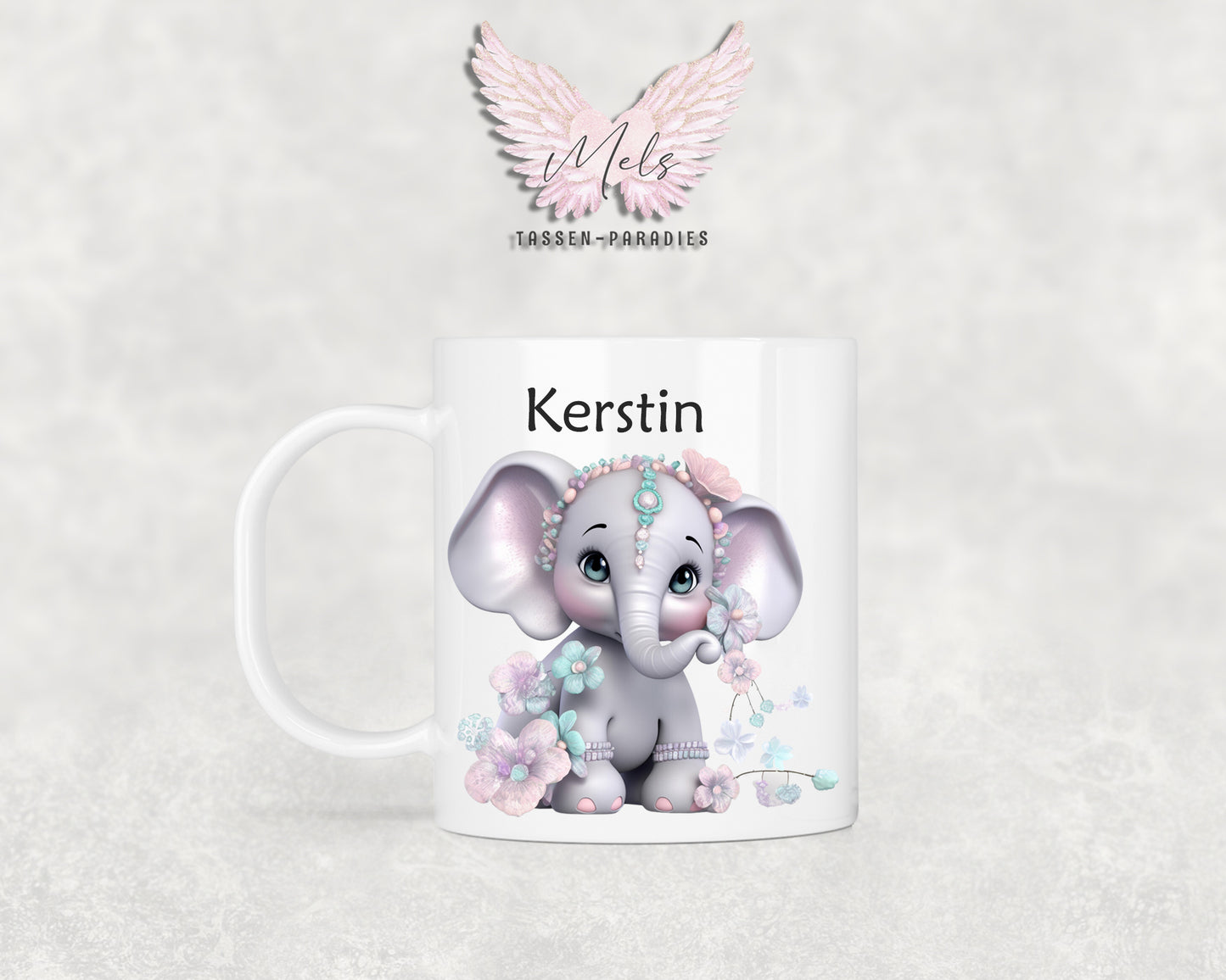 Personalisierte Kinder Tasse Elefant 7 - mit und ohne Name
