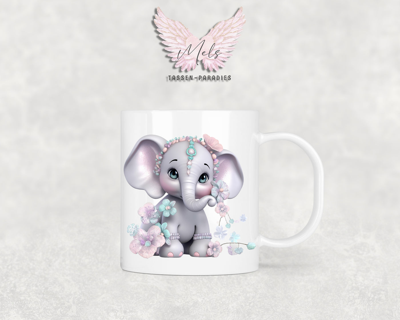 Personalisierte Kinder Tasse Elefant 7 - mit und ohne Name