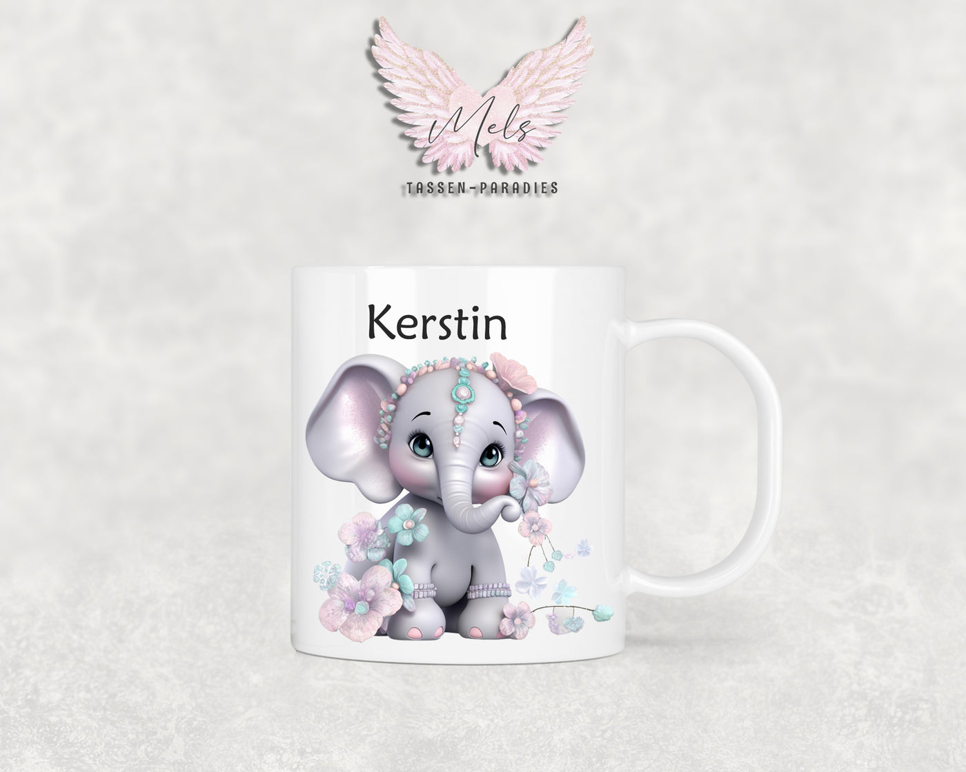 Personalisierte Kinder Tasse Elefant 7 - mit und ohne Name