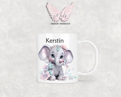Personalisierte Kinder Tasse Elefant 7 - mit und ohne Name