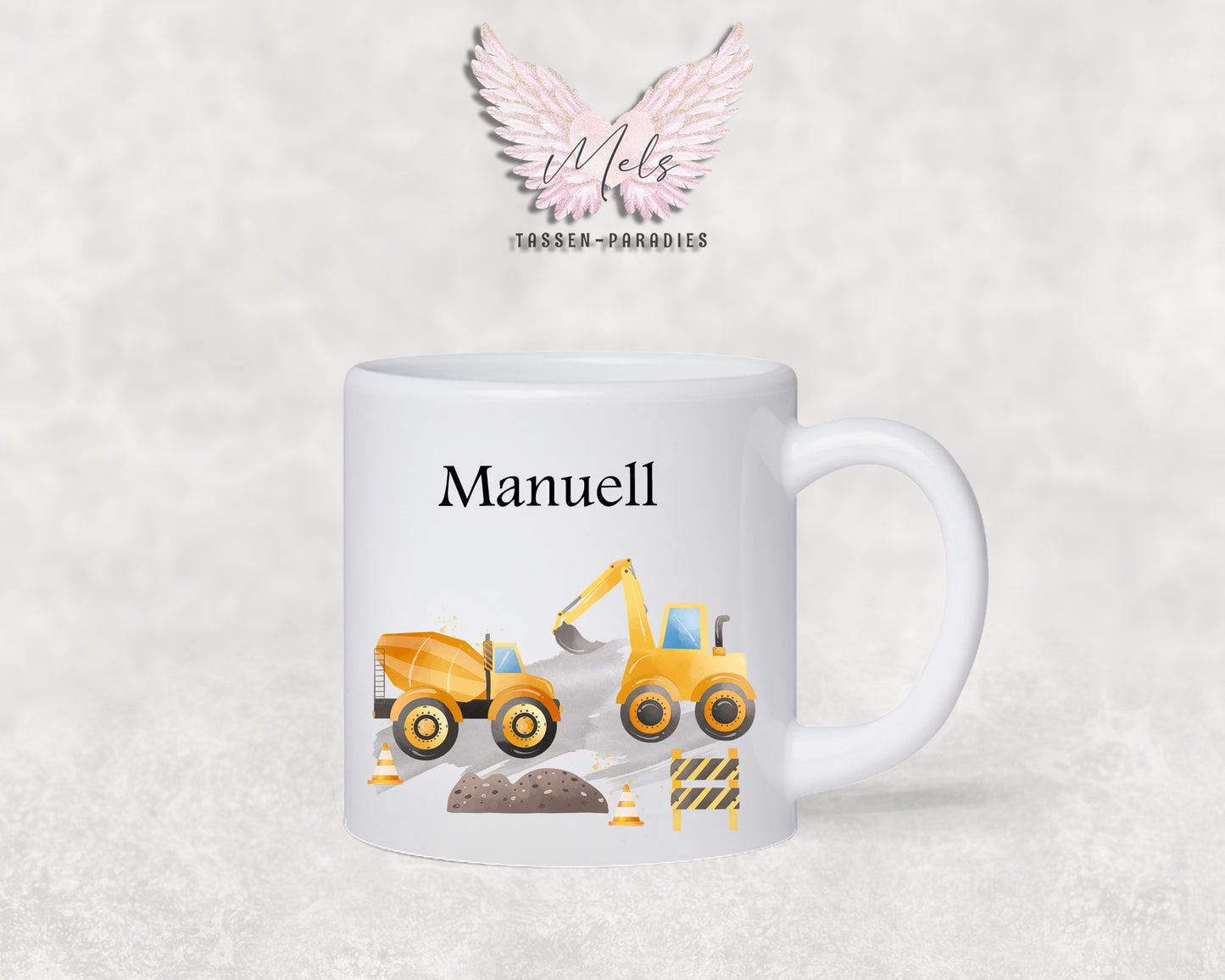 Personalisierte Kinder Tasse Baustelle 3 - mit und ohne Name