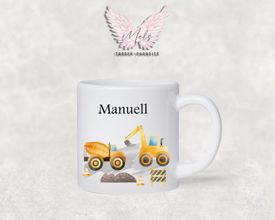 Personalisierte Kinder Tasse Baustelle 3 - mit und ohne Name