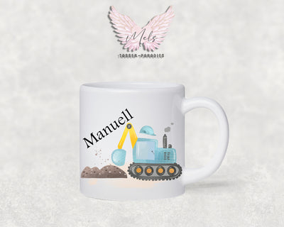 Personalisierte Kinder Tasse Baustelle 6 - mit und ohne Name