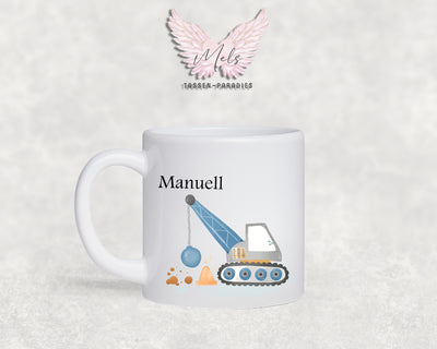Personalisierte Kinder Tasse Baustelle 8 - mit und ohne Name