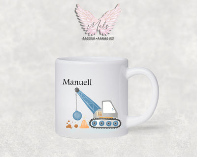Personalisierte Kinder Tasse Baustelle 8 - mit und ohne Name