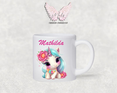 Personalisierte Kinder Tasse Einhorn 8 - mit und ohne Name