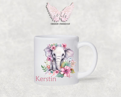 Personalisierte Kinder Tasse Elefant 2 - mit und ohne Name