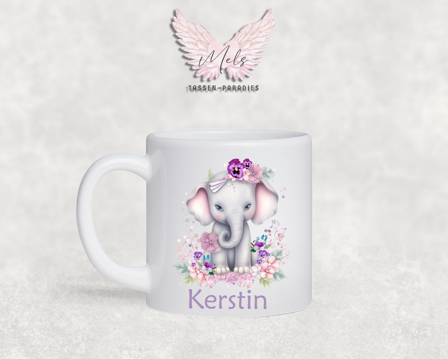 Personalisierte Kinder Tasse Elefant 3 - mit und ohne Name