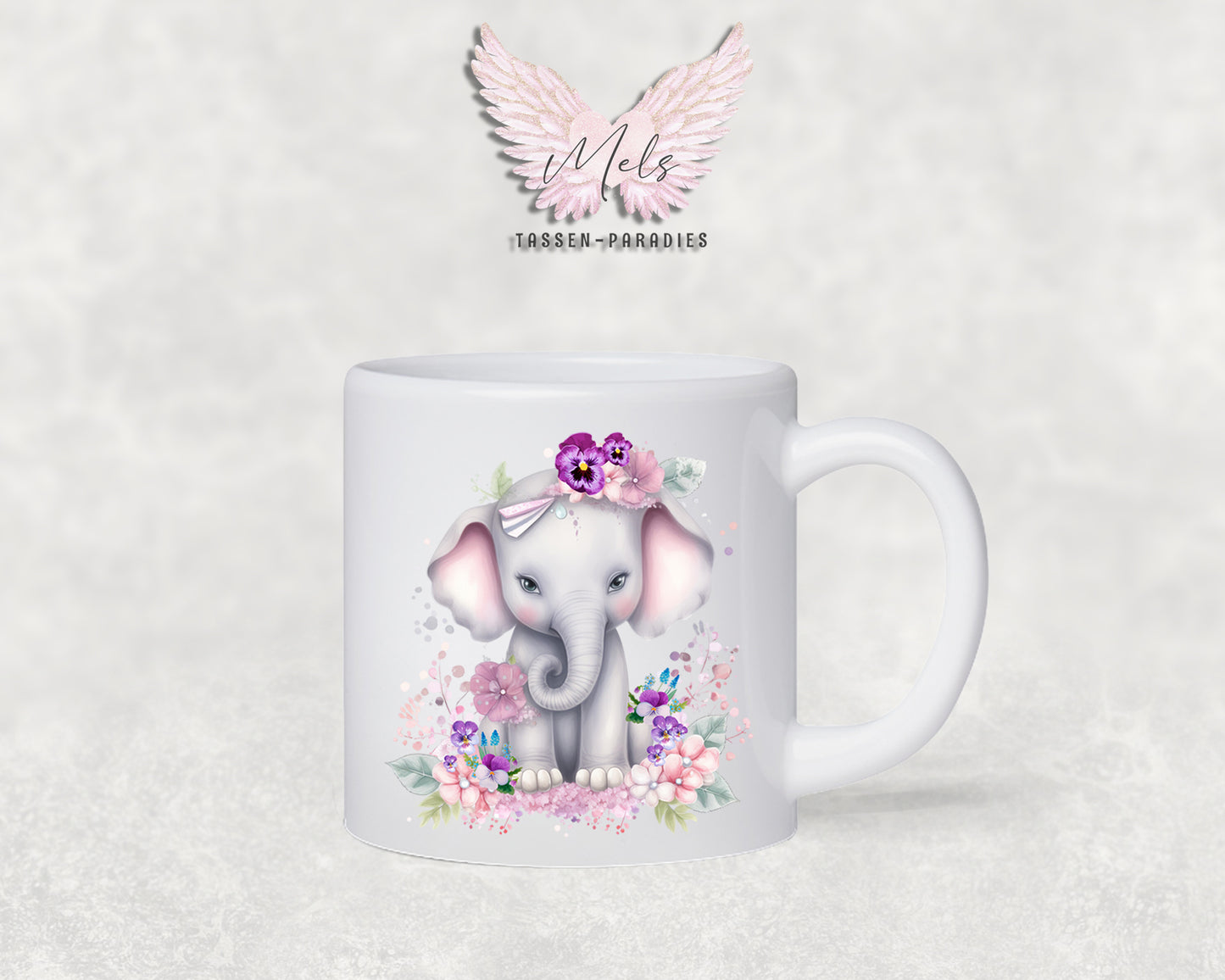 Personalisierte Kinder Tasse Elefant 3 - mit und ohne Name