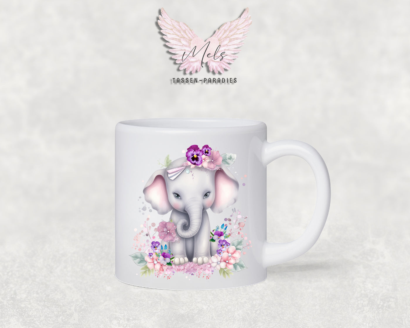 Personalisierte Kinder Tasse Elefant 3 - mit und ohne Name