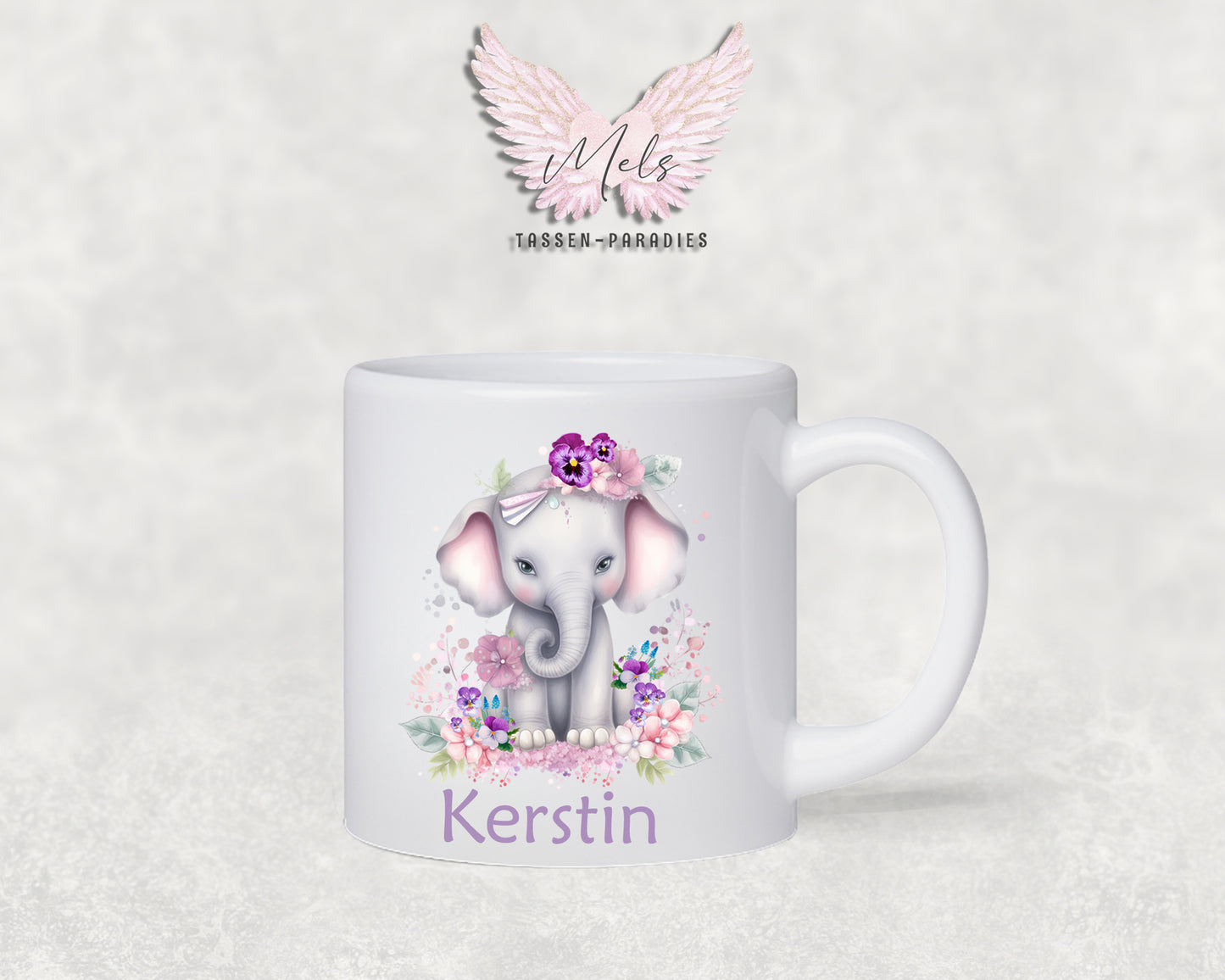 Personalisierte Kinder Tasse Elefant 3 - mit und ohne Name