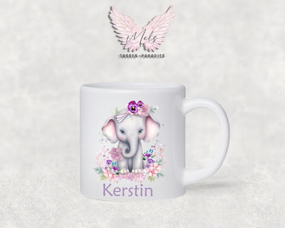 Personalisierte Kinder Tasse Elefant 3 - mit und ohne Name