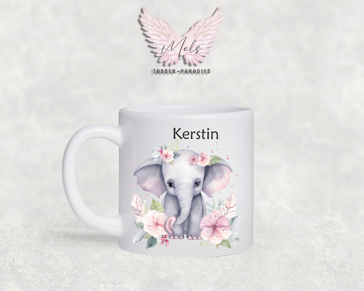 Personalisierte Kinder Tasse Elefant 5 - mit und ohne Name