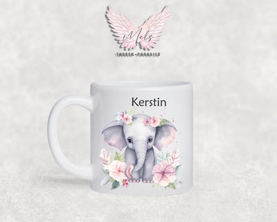 Personalisierte Kinder Tasse Elefant 5 - mit und ohne Name