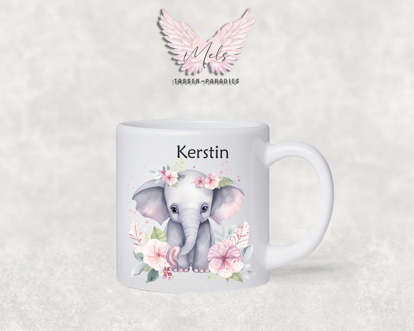 Personalisierte Kinder Tasse Elefant 5 - mit und ohne Name